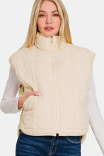 Load image into Gallery viewer, Zenana Zip Up Cropped Puffer Vest with Pockets