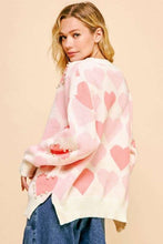 Load image into Gallery viewer, Davi &amp; Dani Heart Pearl Side Slit V Neck Sweater