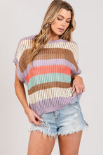 Load image into Gallery viewer, SAGE + FIG Color Block Striped Crochet Sweater