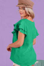 Load image into Gallery viewer, BiBi Ruffle Sleeve Wrinkled Cotton Gauze Top