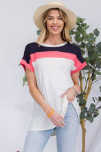 Load image into Gallery viewer, Celeste Color Block Round Neck Short Sleeve T-Shirt