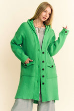 Load image into Gallery viewer, Davi &amp; Dani Side Slit Button Up Hooded Cardigan