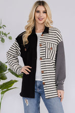 Load image into Gallery viewer, Celeste Striped Button Up Dropped Shoulder Shacket