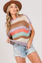 Load image into Gallery viewer, SAGE + FIG Color Block Striped Crochet Sweater