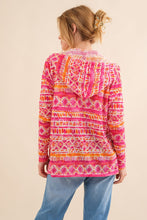 Load image into Gallery viewer, And The Why Printed Thermal Hooded Open Front Cardigan