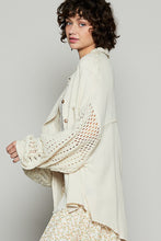 Load image into Gallery viewer, POL Openwork Lantern Sleeve Button Down Gauze Shirt