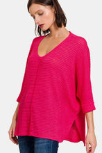 Load image into Gallery viewer, Zenana V-Neck High-Low Jacquard Knit Top