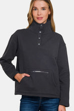 Load image into Gallery viewer, Zenana Turtleneck Half Snap Fleece Sweatshirt