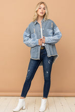 Load image into Gallery viewer, And The Why Paisley Print Quilted Sleeves Denim Jacket