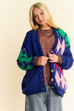 Load image into Gallery viewer, Davi &amp; Dani Argyle V-Neck Dropped Shoulder Cardigan
