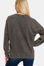 Load image into Gallery viewer, Zenana Washed Round Neck Dropped Shoulder Sweatshirt