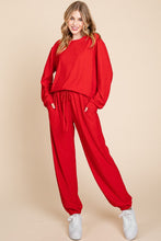 Load image into Gallery viewer, Super Lady Crinkle Check Round Neck Top and Pants Lounge Set