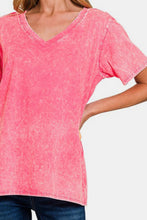 Load image into Gallery viewer, Zenana Washed Short Sleeve V-Neck T-Shirt