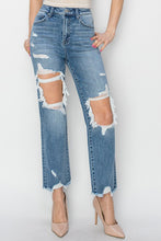 Load image into Gallery viewer, RISEN High Rise Distressed Crop Straight Jeans