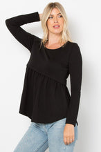 Load image into Gallery viewer, Be Stage Texture Babydoll Round Neck Long Sleeve Knit Top