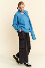 Load image into Gallery viewer, Davi &amp; Dani V-Neck Dropped Shoulder Sweater with Scarf