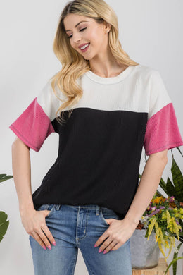 Celeste Ribbed Color Block T-Shirt