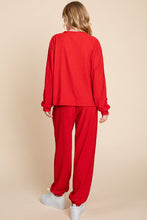 Load image into Gallery viewer, Super Lady Crinkle Check Round Neck Top and Pants Lounge Set