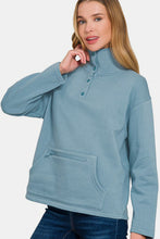 Load image into Gallery viewer, Zenana Turtleneck Half Snap Fleece Sweatshirt