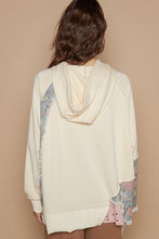 Load image into Gallery viewer, POL Floral Patchwork Distressed Drawstring Hoodie