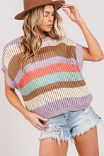 Load image into Gallery viewer, SAGE + FIG Color Block Striped Crochet Sweater