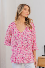 Load image into Gallery viewer, Sew In Love Floral V-Neck Flounce Sleeve Top