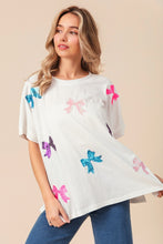 Load image into Gallery viewer, BiBi Sequin Bow Patch Short Sleeve T-Shirt