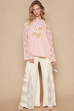 Load image into Gallery viewer, POL Flower Patch Lace Sleeve Knit Top