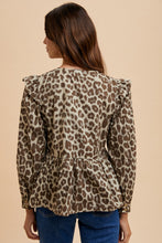 Load image into Gallery viewer, Annie Wear Tied Leopard Round Neck Peplum Blouse