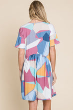 Load image into Gallery viewer, BOMBOM Ruched Color Block Short Sleeve Dress