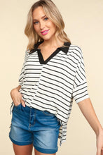 Load image into Gallery viewer, Haptics Full Size Striped Dropped Shoulder Half Sleeve T-Shirt