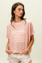 Load image into Gallery viewer, BiBi Braid Striped Short Sleeve Round Neck T-Shirt