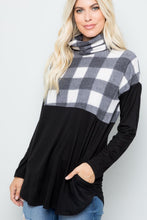 Load image into Gallery viewer, Celeste Pocketed Plaid Turtleneck Long Sleeve Blouse