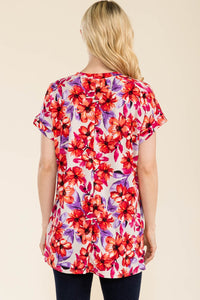 Celeste Round Neck Short Sleeve Floral T-Shirt