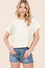 Load image into Gallery viewer, BOMBOM Textured Floral Pattern Short Sleeve T-Shirt