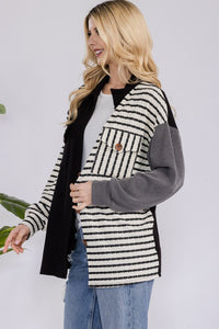 Celeste Striped Button Up Dropped Shoulder Shacket