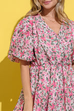 Load image into Gallery viewer, And The Why Floral Surplice Puff Sleeve Dress