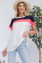 Load image into Gallery viewer, Celeste Color Block Round Neck Short Sleeve T-Shirt