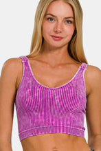 Load image into Gallery viewer, Zenana Washed Ribbed Cropped V-Neck Tank