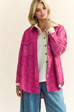 Load image into Gallery viewer, Davi &amp; Dani Curved Hem Diamond Quilted Button Up Denim Shacket