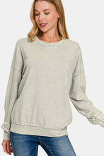 Load image into Gallery viewer, Zenana Washed Round Neck Dropped Shoulder Sweatshirt