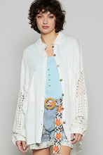 Load image into Gallery viewer, POL Openwork Lantern Sleeve Button Down Gauze Shirt