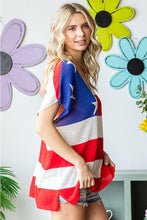 Load image into Gallery viewer, First Love  USA Flag Drop Shoulder Knit Top