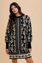 Load image into Gallery viewer, Annie Wear Floral Jacquard Round Neck Sweater Dress