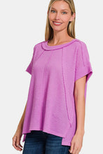 Load image into Gallery viewer, Zenana Waffle Exposed-Seam Short Sleeve T-Shirt