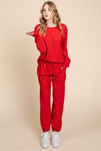 Load image into Gallery viewer, Super Lady Crinkle Check Round Neck Top and Pants Lounge Set