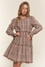 Load image into Gallery viewer, And The Why Washed Frayed Tiered Plaid Dress