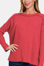 Load image into Gallery viewer, Zenana Exposed Seam Brushed Round Neck Sweater
