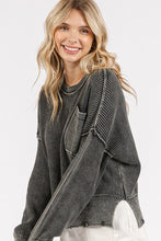 Load image into Gallery viewer, Mittoshop Distressed Hem Round Neck Dropped Shoulder Sweater
