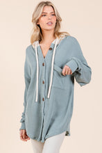 Load image into Gallery viewer, BOMBOM Textured Button Down Drawstring Hooded Shacket